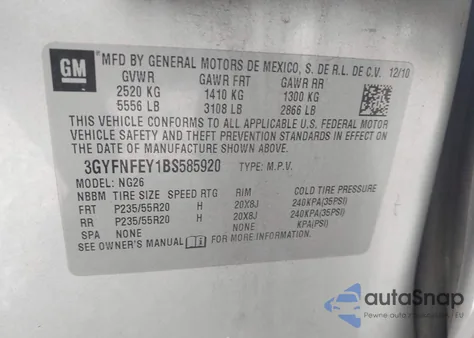 2011 Cadillac Srx Premium Collection from USA, damaged, VIN 3GYFNFEY1BS585920